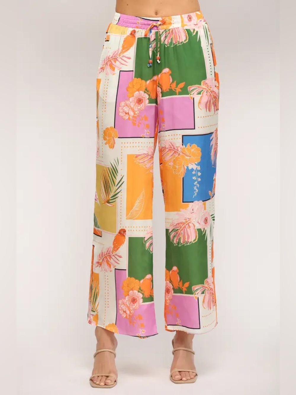 Fate Nordstrom Tropical Flowered Wide Leg Women’s Pants Pull On SZ S